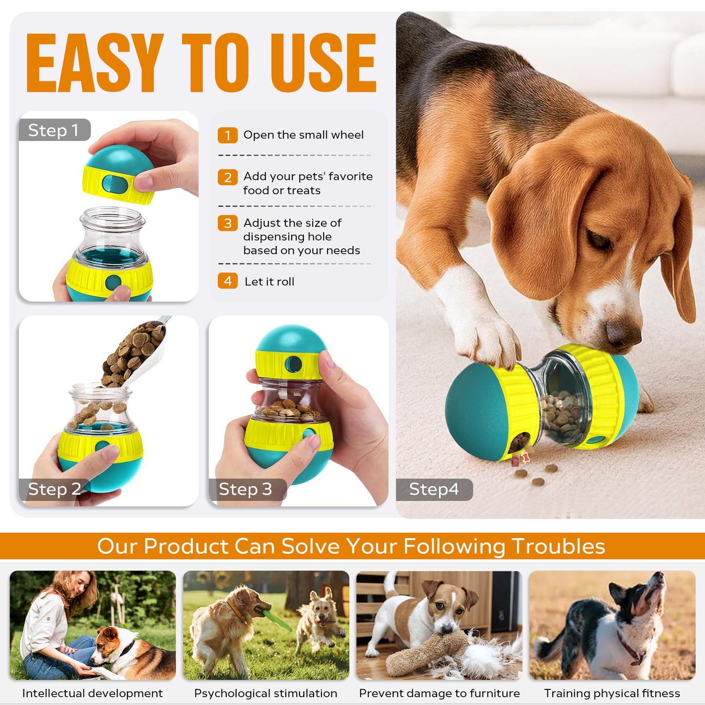 Treat Dispensing Dog Puzzle Ball — Slow Feeder & Enrichment Toy - photo 5
