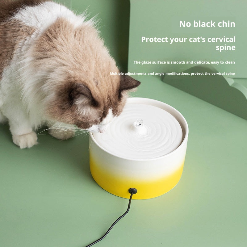 Ceramic Cat Water Fountain — Electric Drinking Dispenser