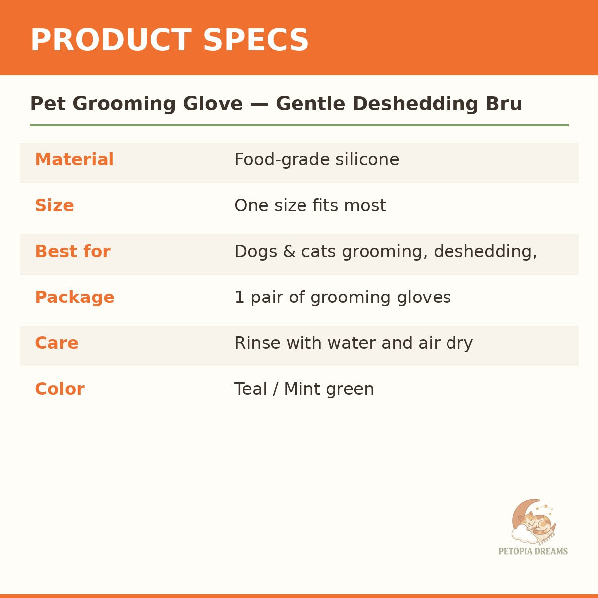 Pet Grooming Glove — Gentle Deshedding Brush for Dogs & Cats | Petopia Dreams