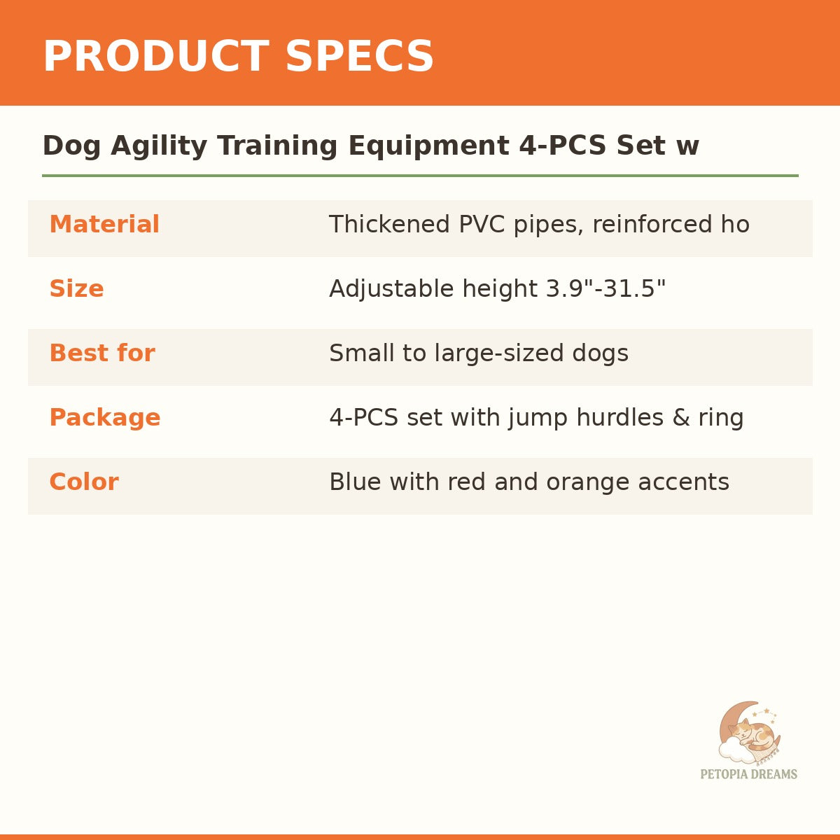 Dog Agility Training Equipment 4-PCS Set with Jump Hurdles & Ring | Petopia Dreams