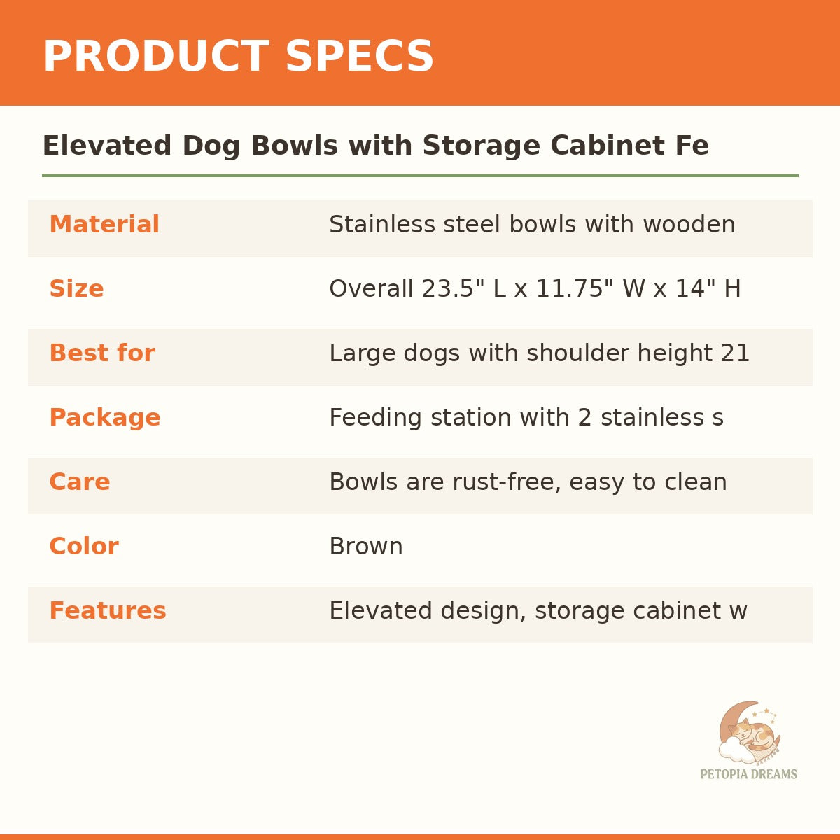 Elevated Dog Bowls with Storage Cabinet Feeding Station | Petopia Dreams