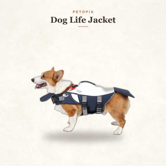 Dog Life Jacket — Shark Swim Vest with Safety Handle