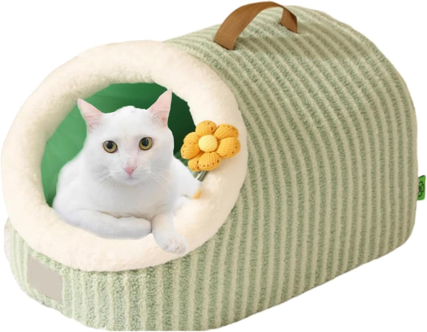 Calming Cat Cave Bed with Washable Cushion for Indoor Cats