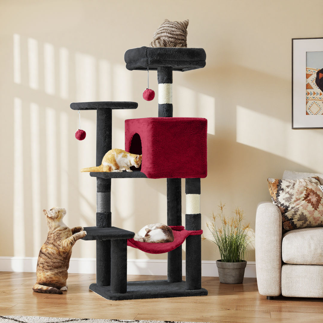 44-Inch Cat Tree Tower with Sisal Scratching Posts & Hammock