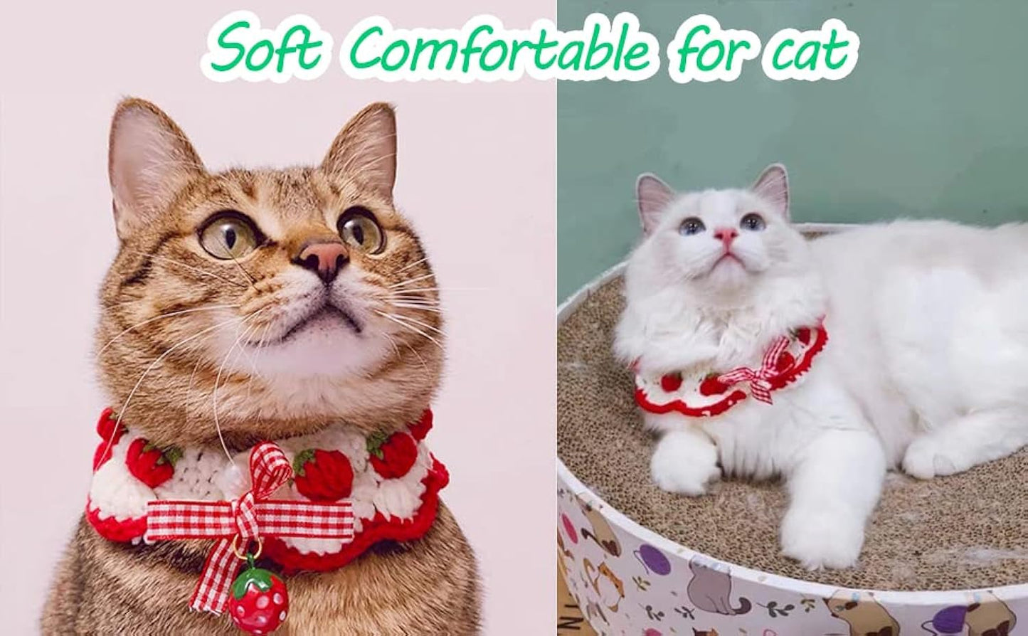Strawberry Cat Collar with Breakaway Buckle & Bow Tie