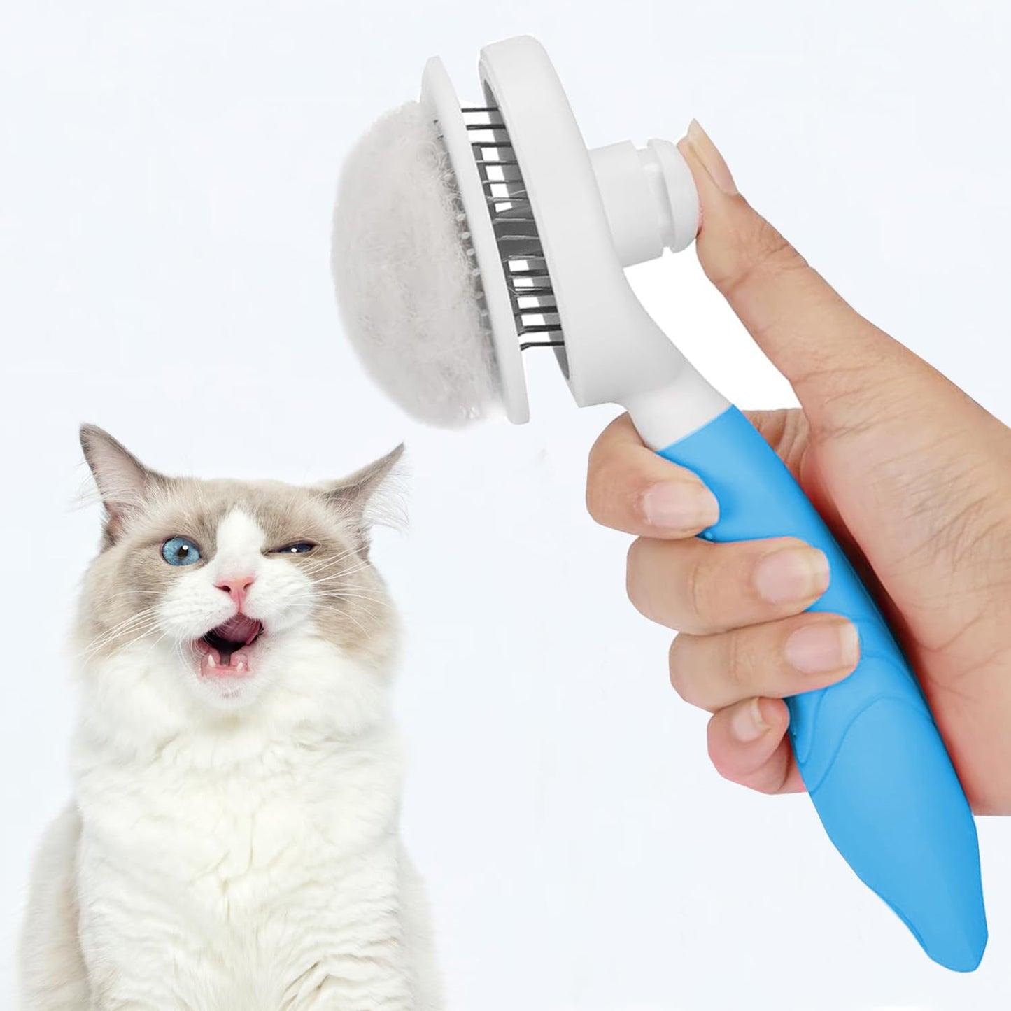Self-Cleaning Slicker Brush for Dogs & Cats - Deshedding Tool