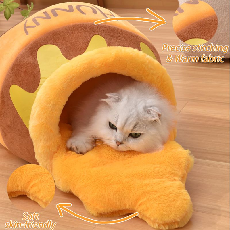 Honey Pot Cat Cave Bed — Cozy Memory Foam Hideaway