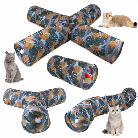 Foldable Cat Tunnel Toy — Collapsible Crinkle Play Maze