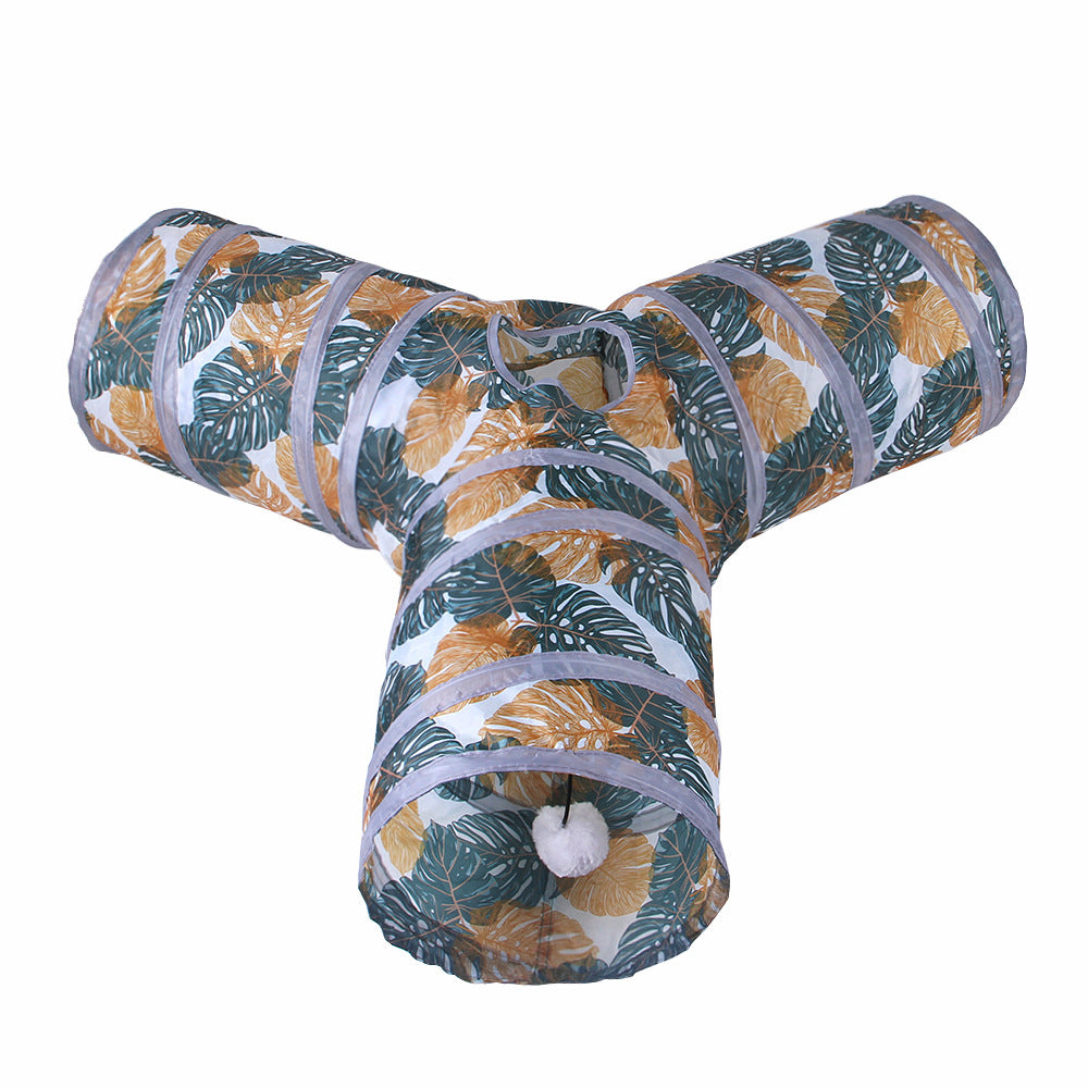 Foldable Cat Tunnel Toy — Collapsible Crinkle Play Maze