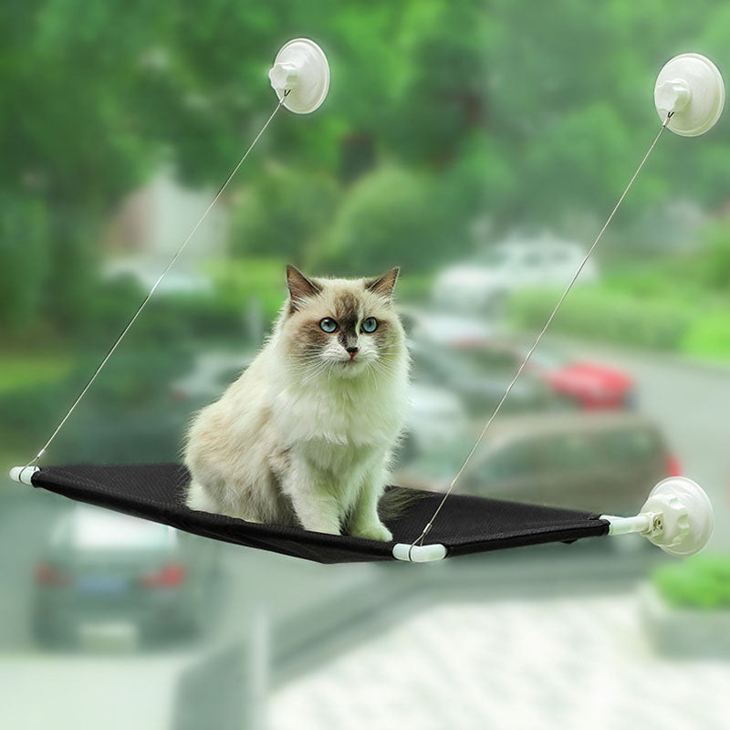 Window Cat Hammock — Suction Cup Sunbathing Perch & Bed