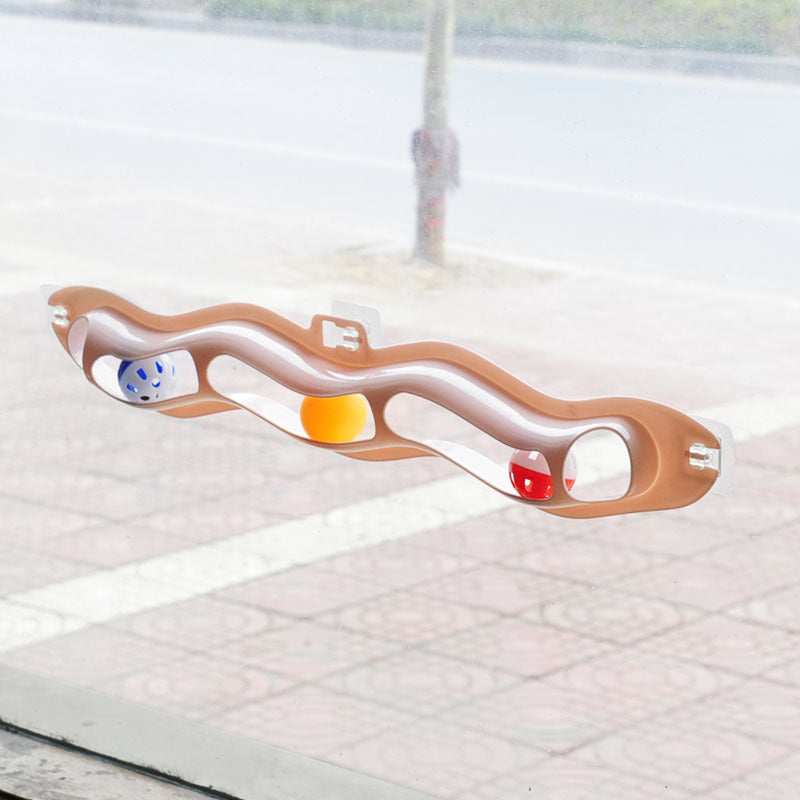Suction Cup Cat Track Ball Toy for Windows & Walls