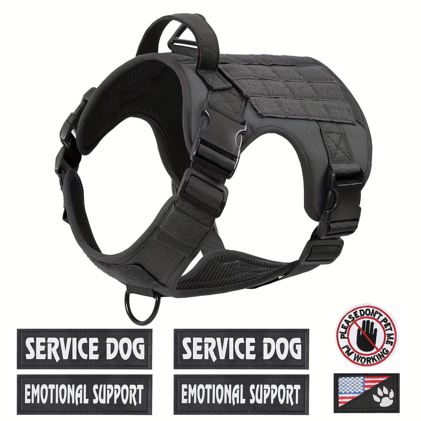 Tactical Dog Harness — Adjustable Reflective Vest for Hiking & Training