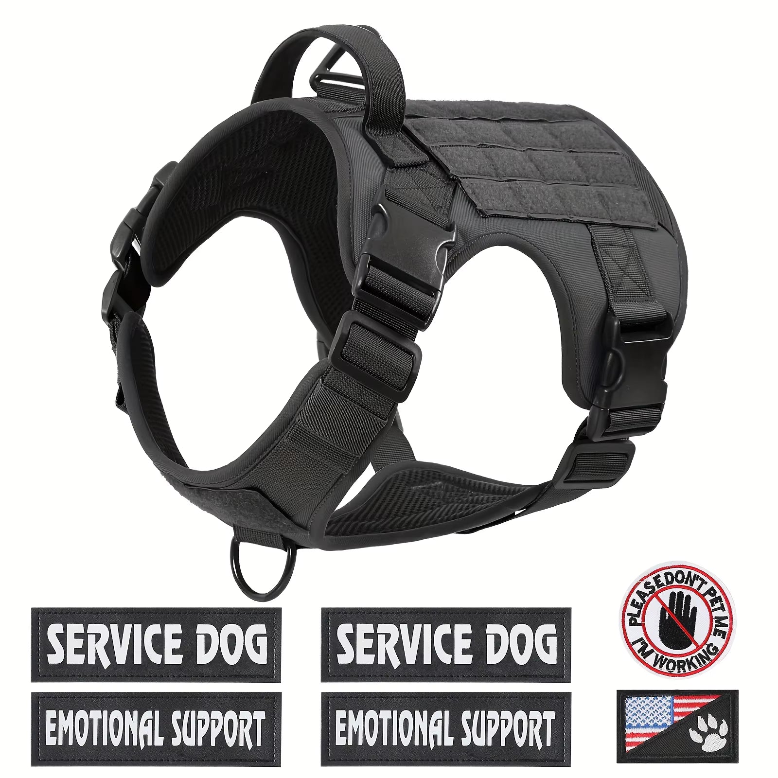 Tactical Dog Harness — Adjustable Reflective Vest for Hiking & Training