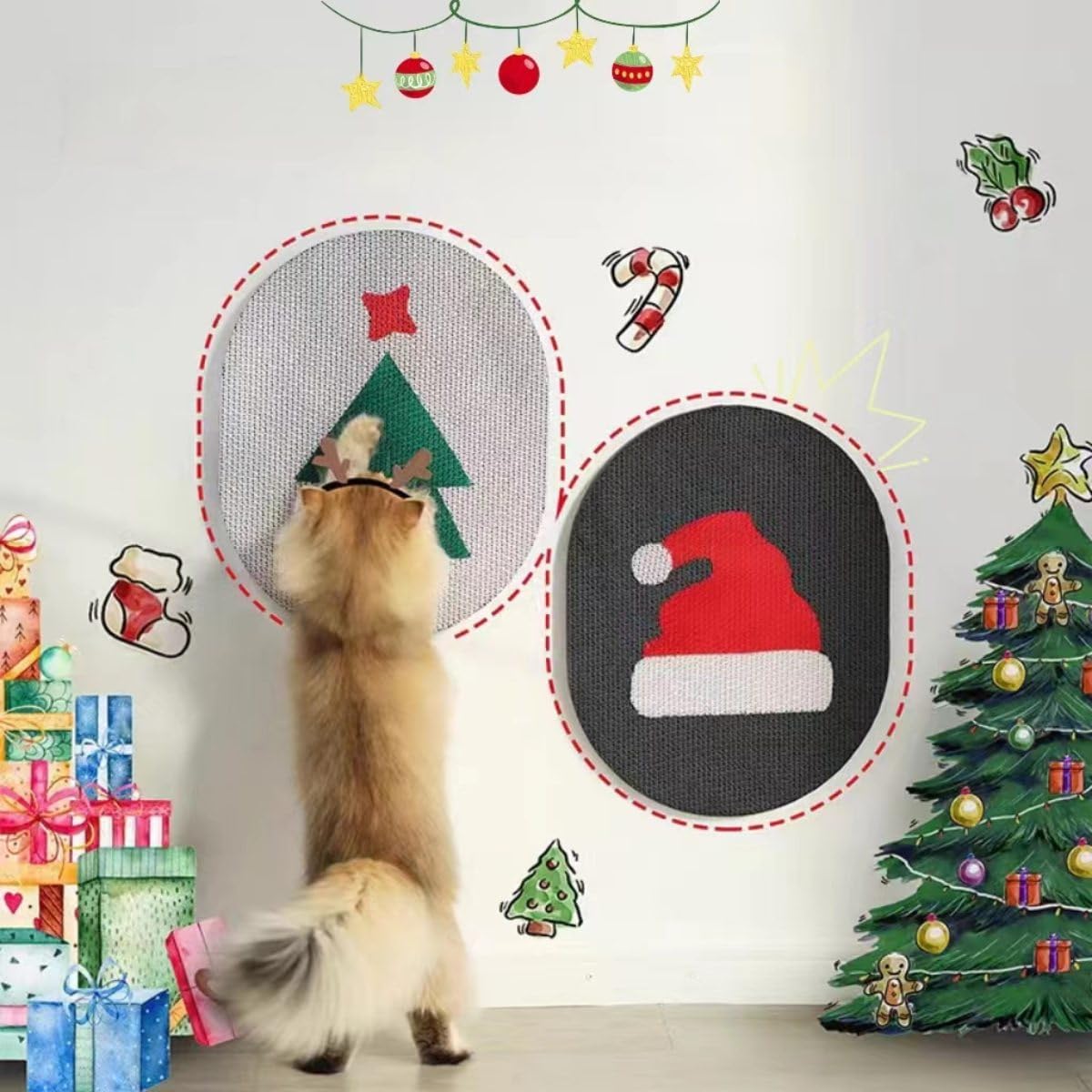 Wall-Mounted Cat Scratcher Pad with Catnip for Indoor Cats