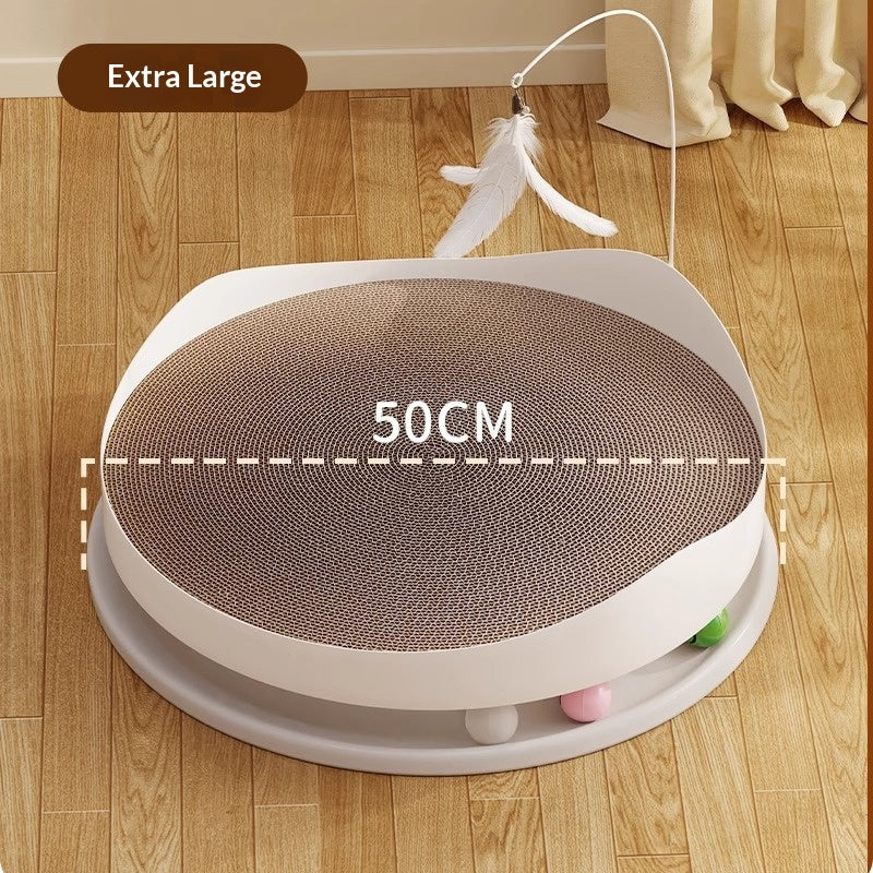 3-in-1 Cat Scratcher with Feather Teaser & Bell Ball