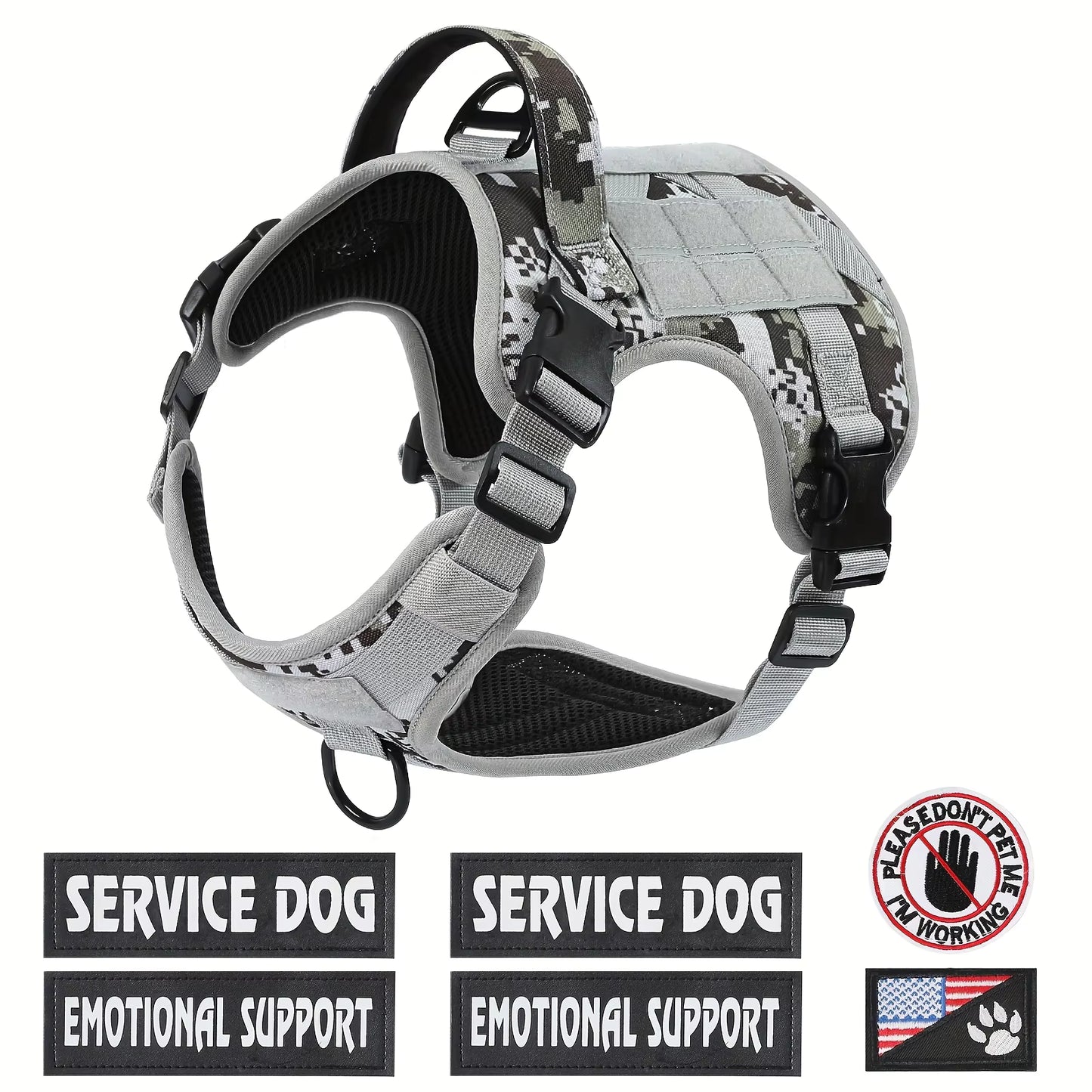 Tactical Dog Harness — Adjustable Reflective Vest for Hiking & Training