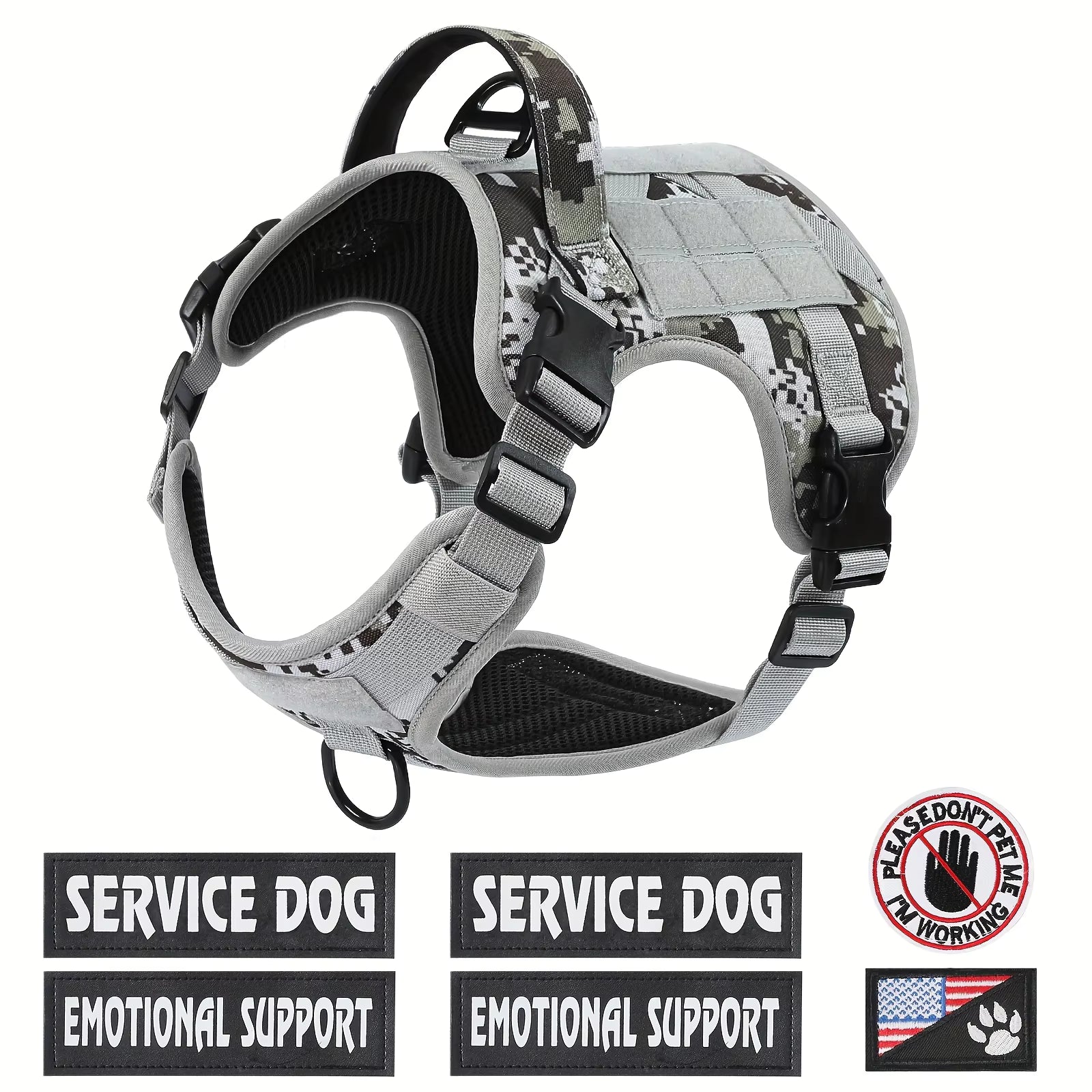 Tactical Dog Harness — Adjustable Reflective Vest for Hiking & Training