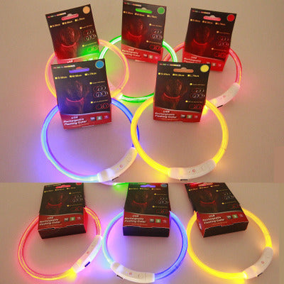 USB charging light collar night light dog collar LED Teddy Golden Retriever dog collar full dog breed