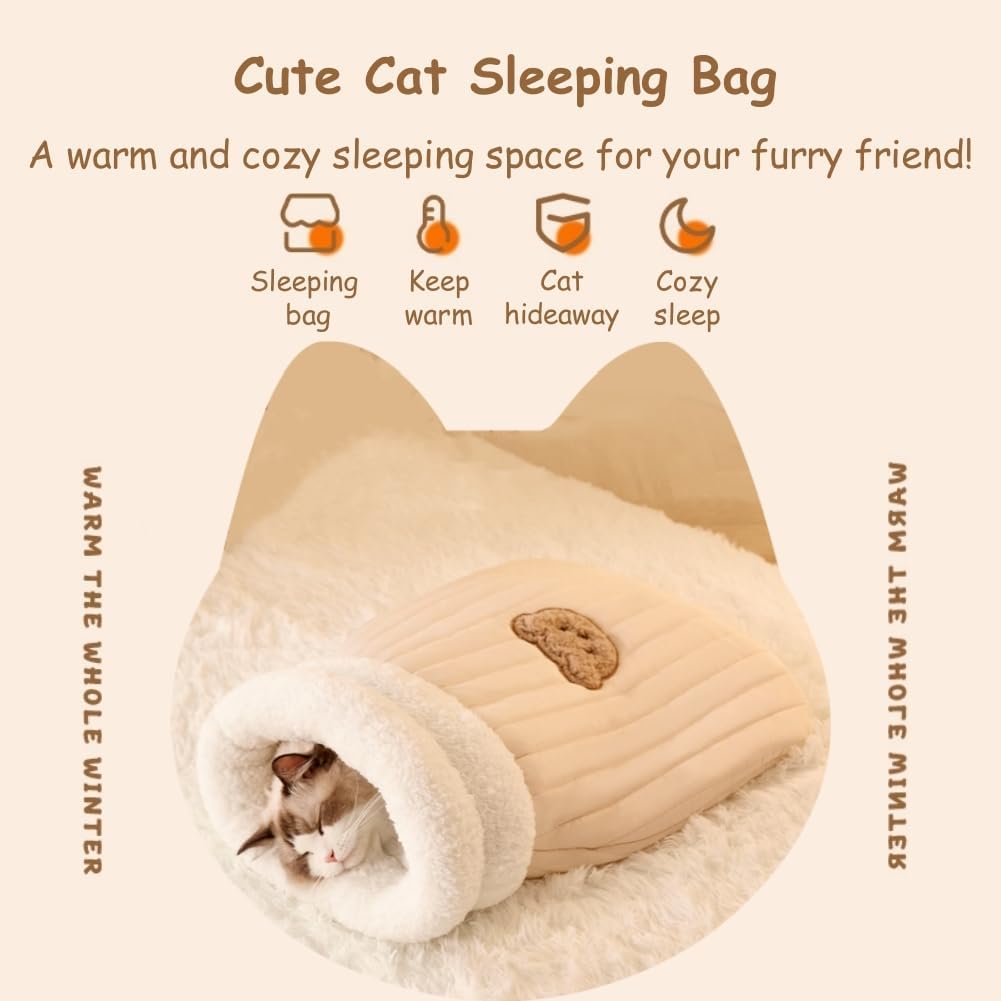 Calming Cat Sleeping Bag — Cozy Self-Warming Cave Bed