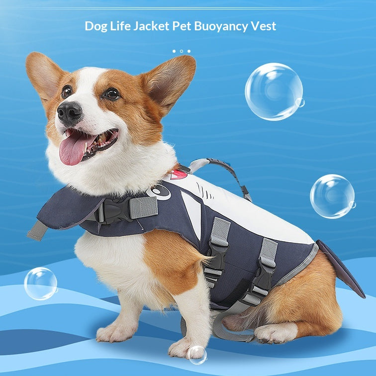 Dog Life Jacket — Shark Swim Vest with Safety Handle