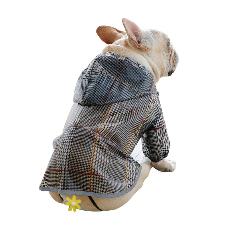 Plaid Dog Raincoat — Waterproof Tear-Resistant Coat