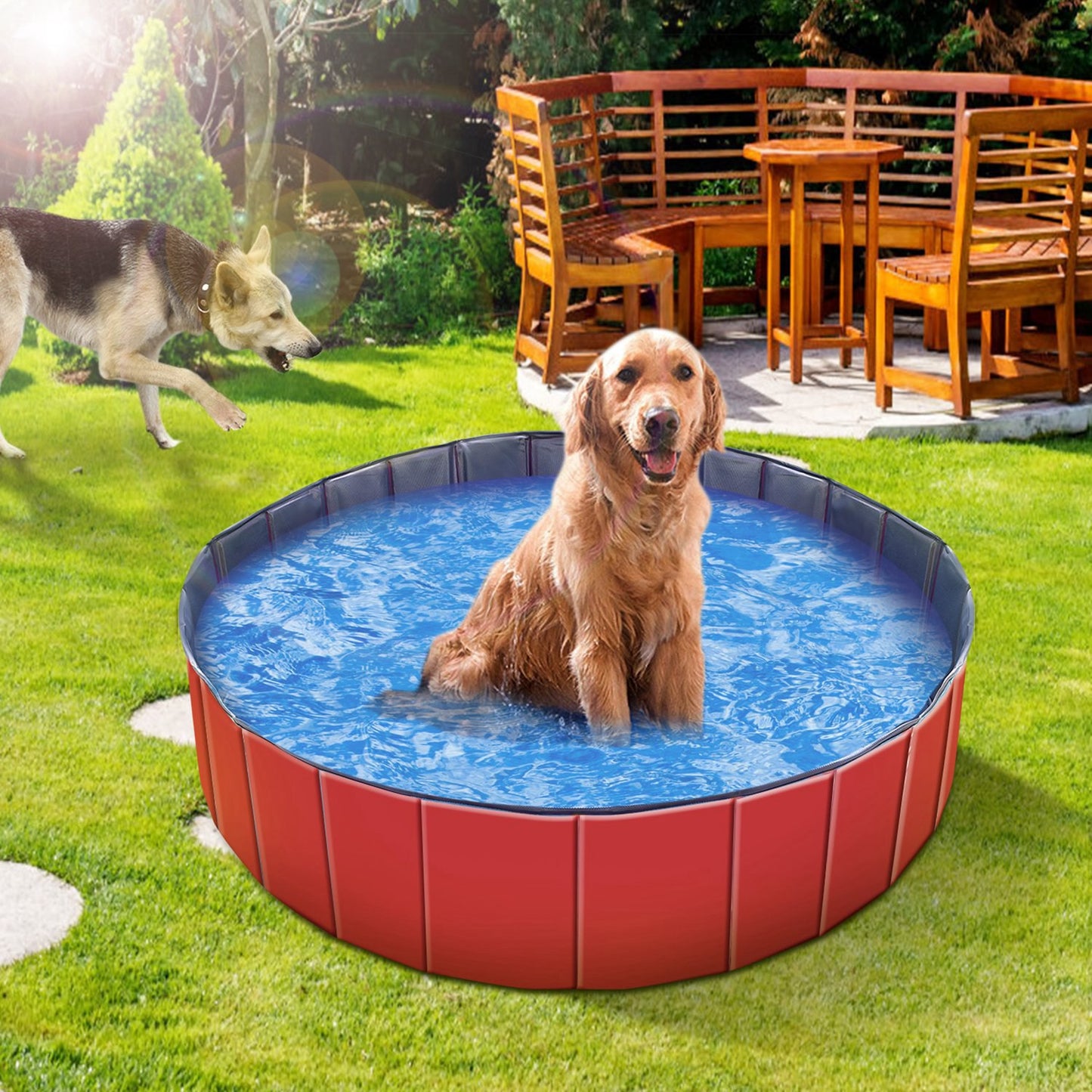 Foldable Dog Swimming Pool — Cooling Bath & Splash Tub for Pets
