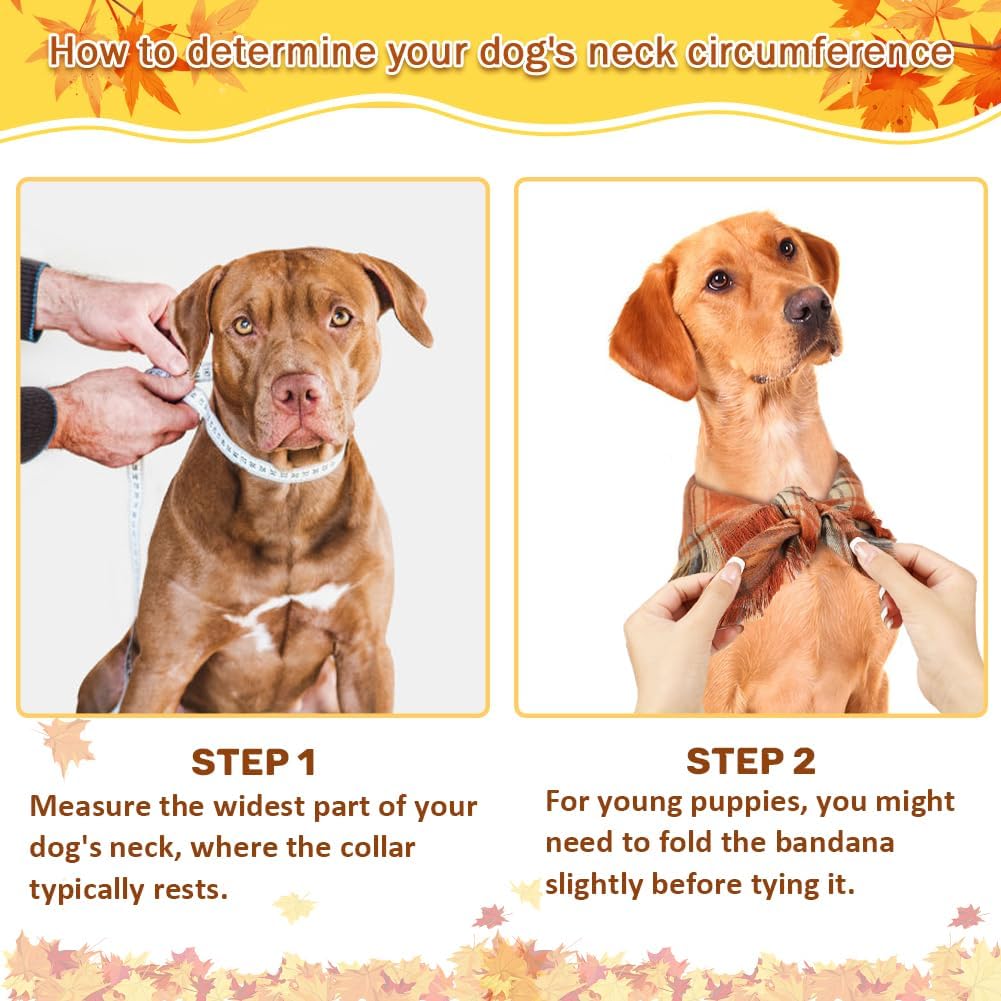 Additional view of Fall Plaid Dog Bandana with Tassels — Cozy Autumn Scarf