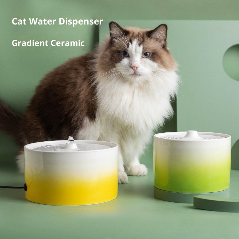 Ceramic Cat Water Fountain — Electric Drinking Dispenser