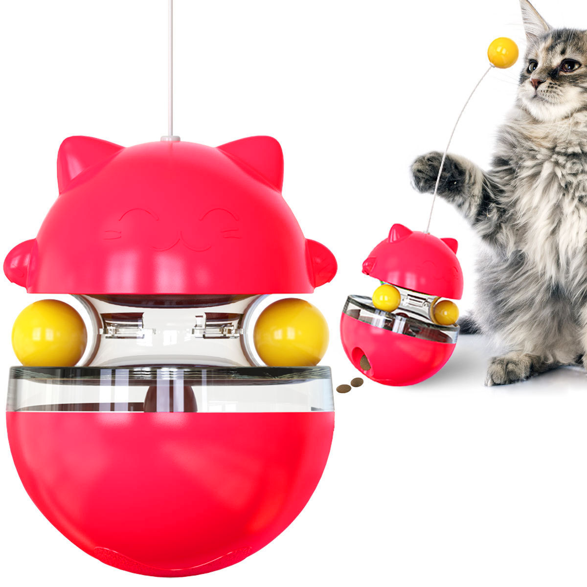 Interactive Cat Treat Dispenser Toy - Tumbler Feeder for IQ Training