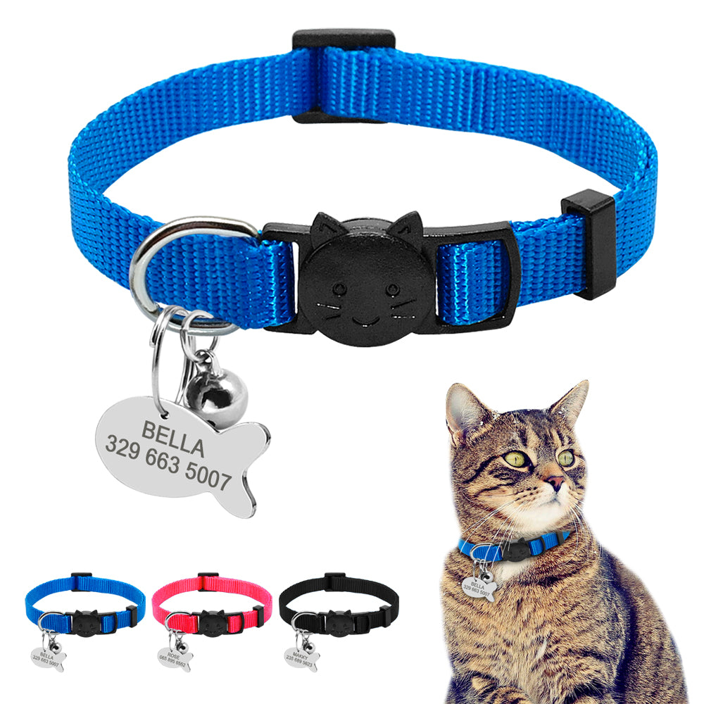 Personalized Breakaway Cat Collar with ID Tag & Bell