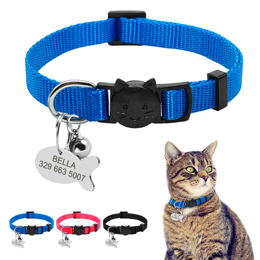 Personalized Breakaway Cat Collar with ID Tag & Bell