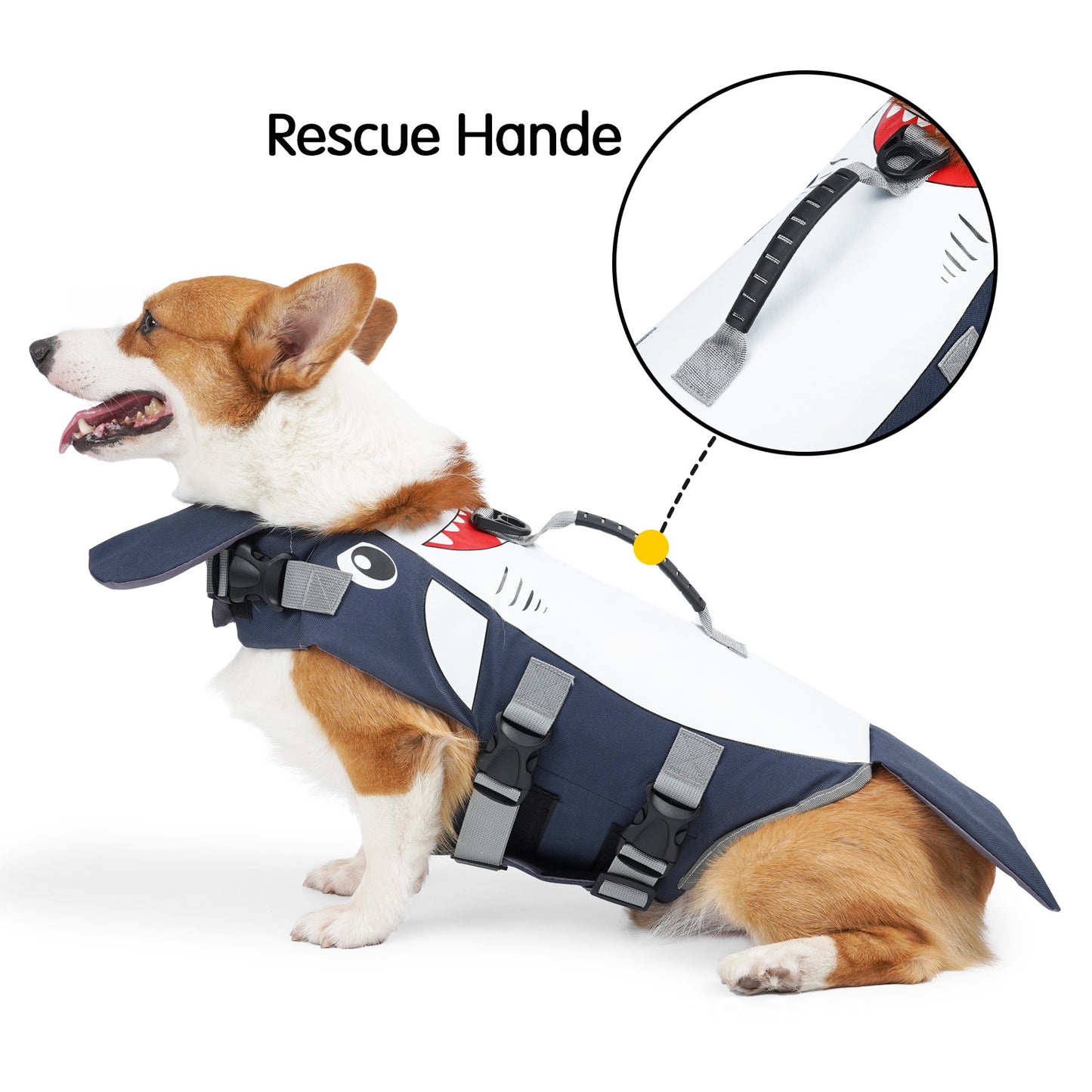 Dog Life Jacket — Shark Swim Vest with Safety Handle