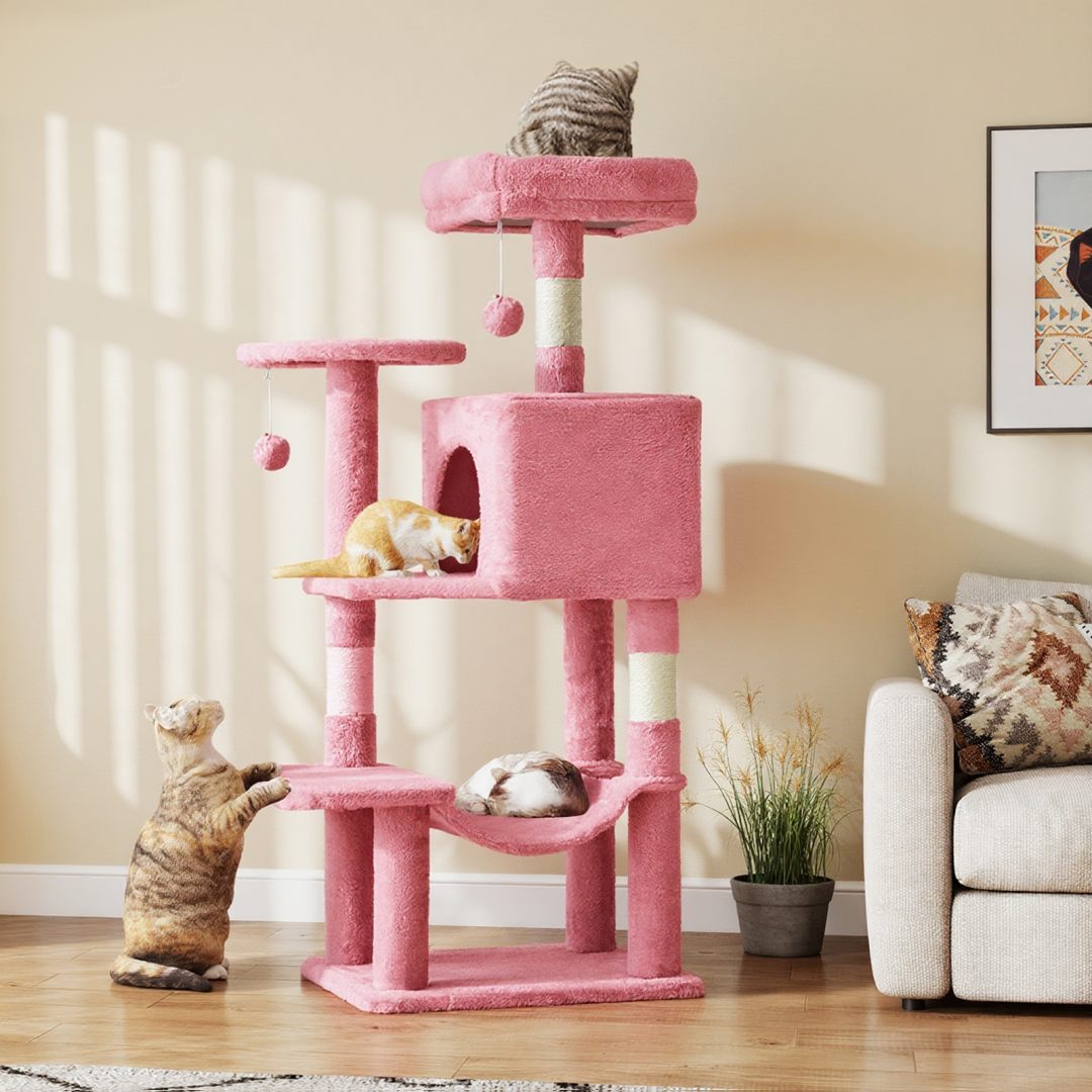 44-Inch Cat Tree Tower with Sisal Scratching Posts & Hammock