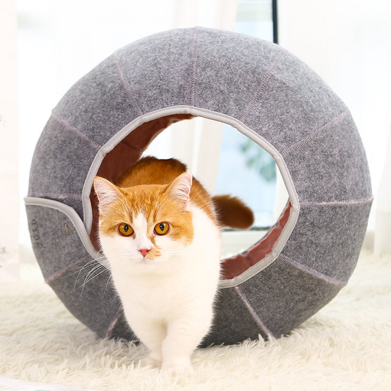 Plush Cat Tunnel Toy — Cozy Crinkle Hideaway for Cats