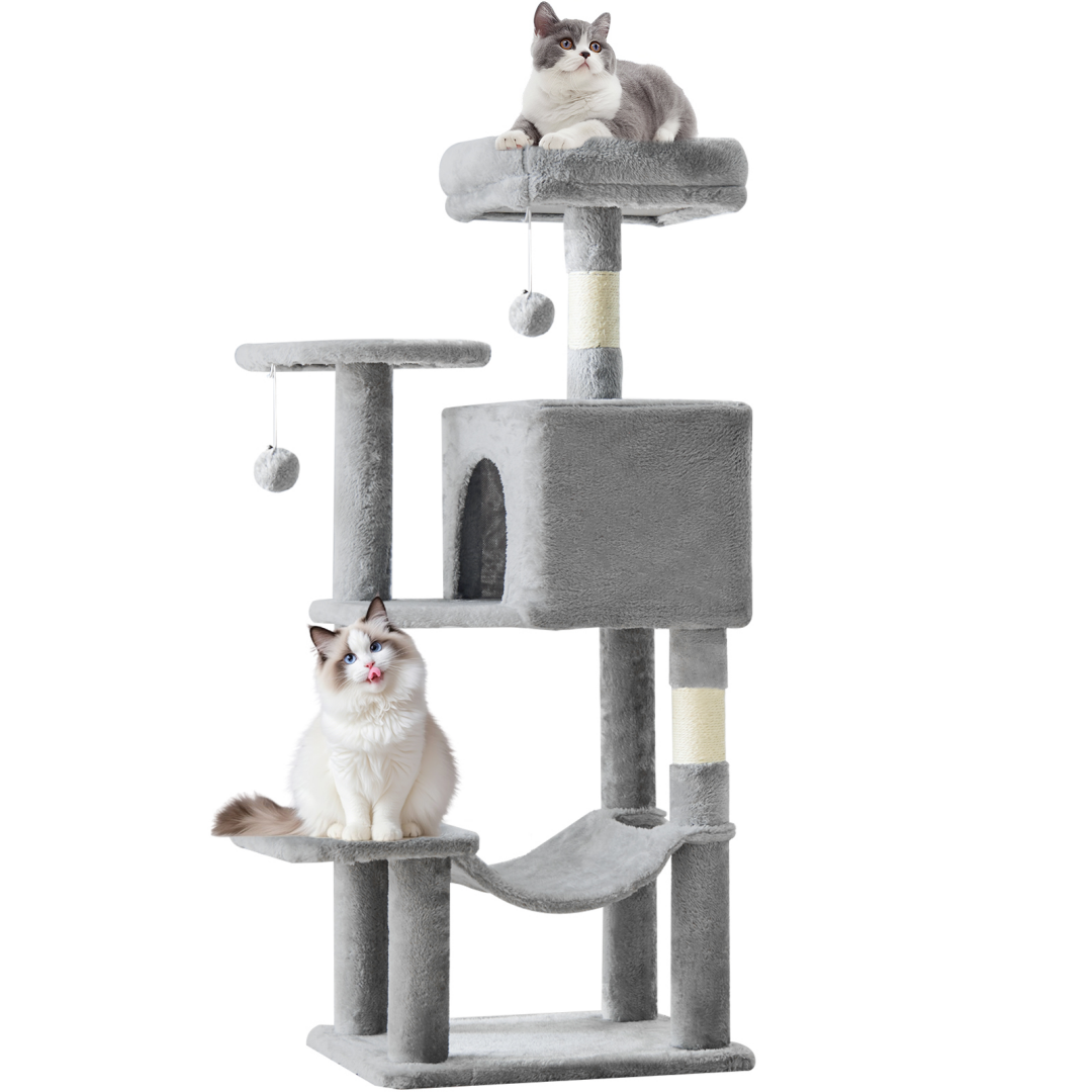 44-Inch Cat Tree Tower with Sisal Scratching Posts & Hammock
