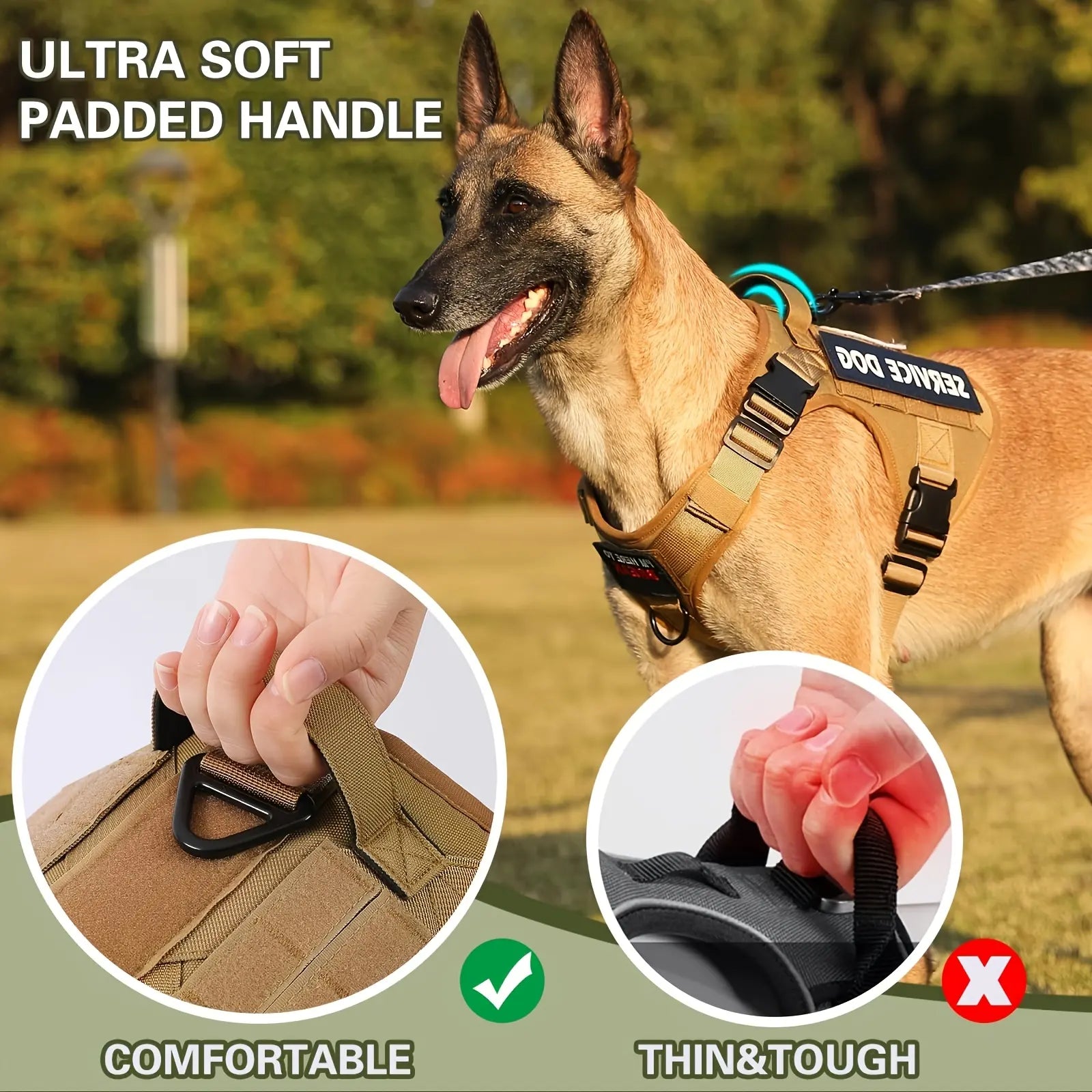 Tactical Dog Harness — Adjustable Reflective Vest for Hiking & Training