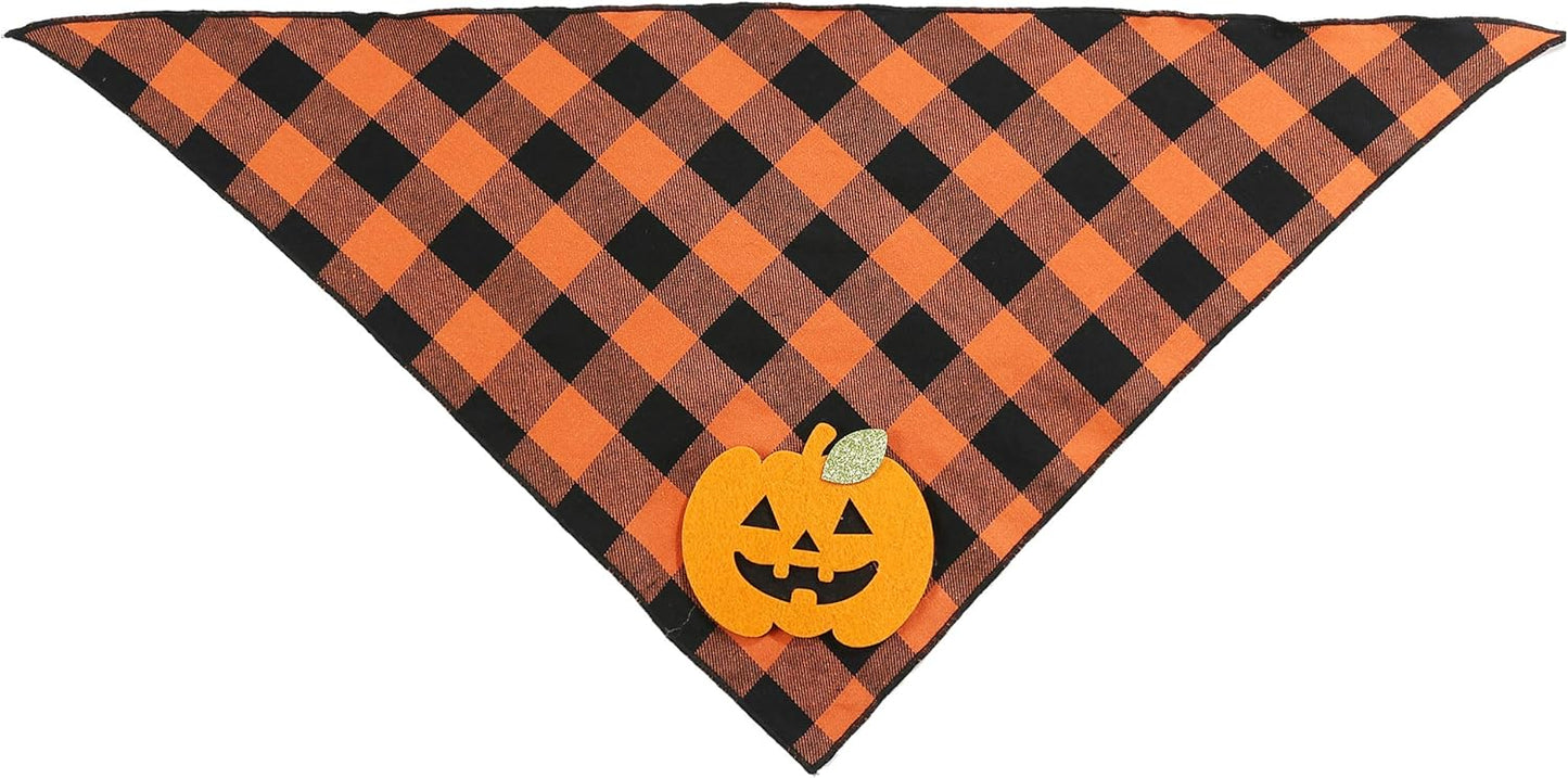 Additional view of Halloween Dog Bandana with Pumpkin & Skeleton Appliques