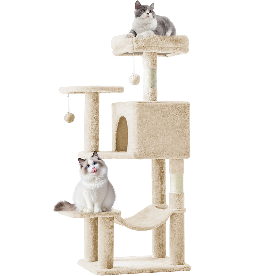 44-Inch Cat Tree Tower with Sisal Scratching Posts & Hammock
