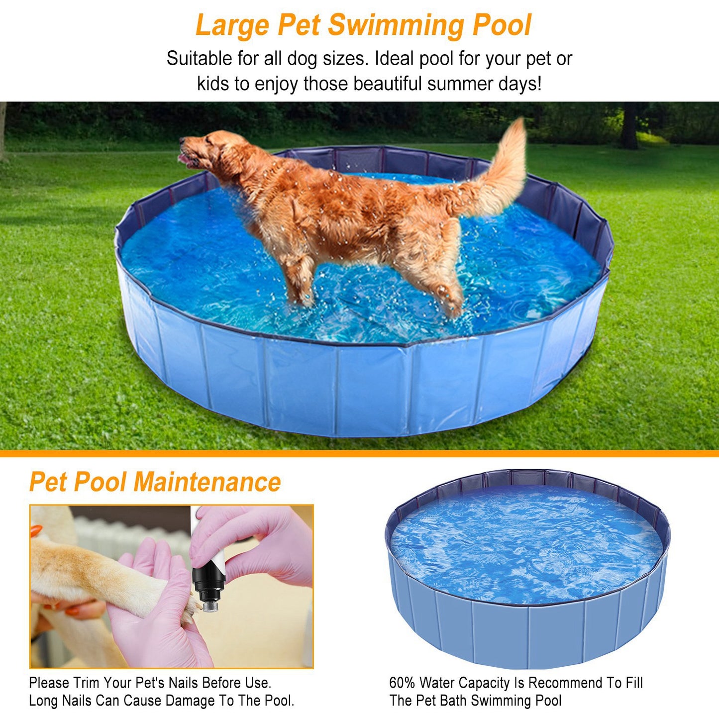 Foldable Dog Swimming Pool — Cooling Bath & Splash Tub for Pets