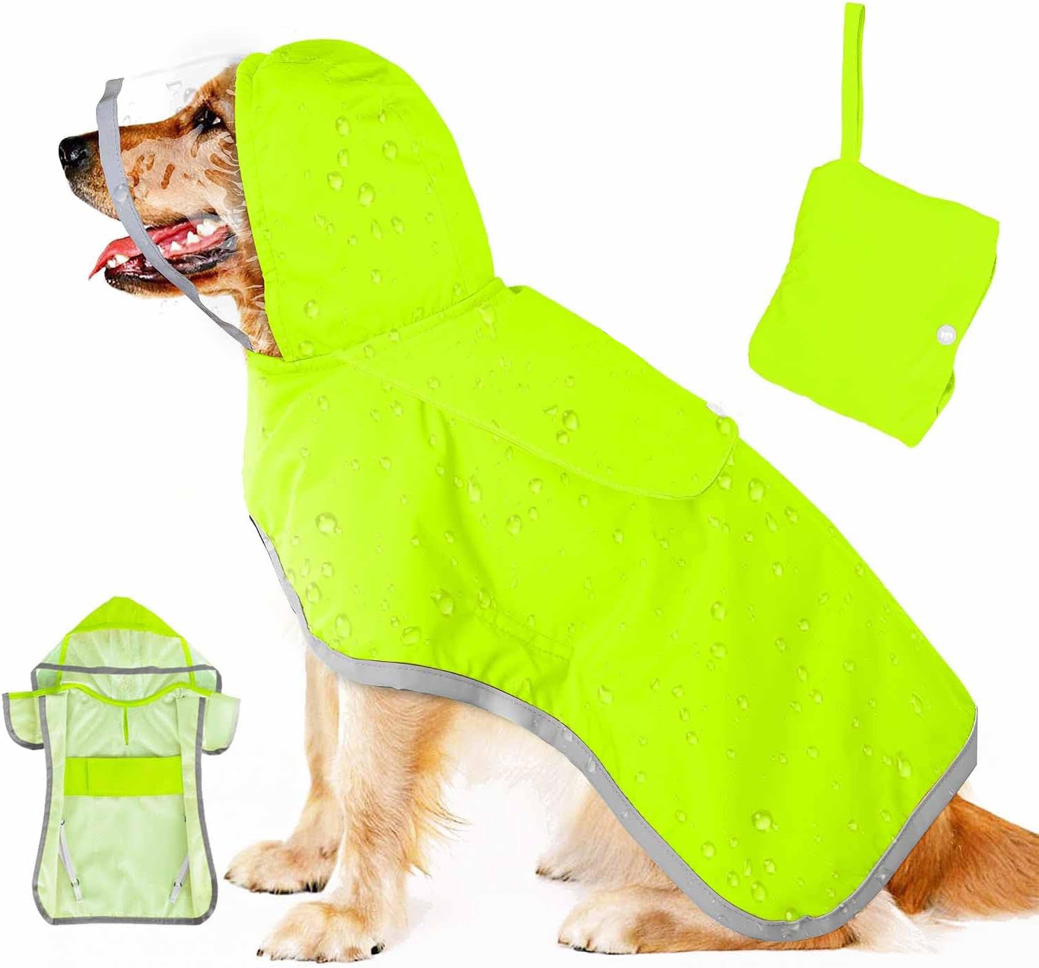 Hooded Dog Raincoat with Clear Visor Cap for Small Dogs