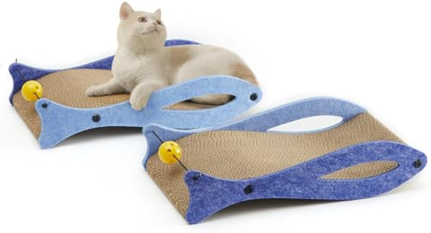 Fish-Shaped Cat Scratcher Lounge with Ball Toy for Indoor Cats