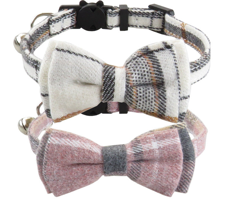 Breakaway Cat Collar with Bow Tie & Plaid Bandana