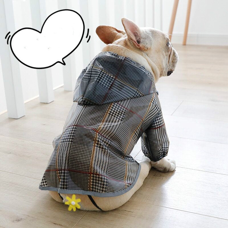 Plaid Dog Raincoat — Waterproof Tear-Resistant Coat