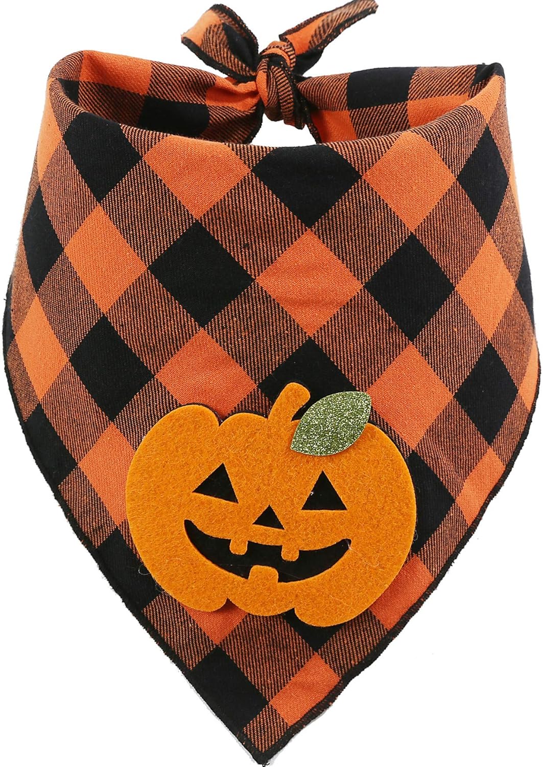 Additional view of Halloween Dog Bandana with Pumpkin & Skeleton Appliques
