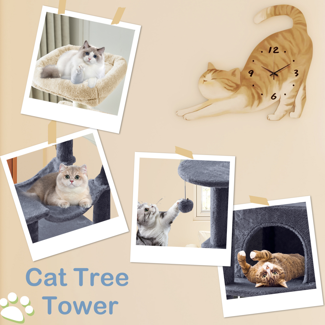 44-Inch Cat Tree Tower with Sisal Scratching Posts & Hammock