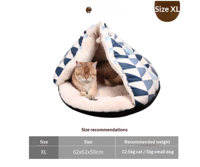 2-in-1 Cat Cave Bed — Cozy Hideaway Converts to Open Nest