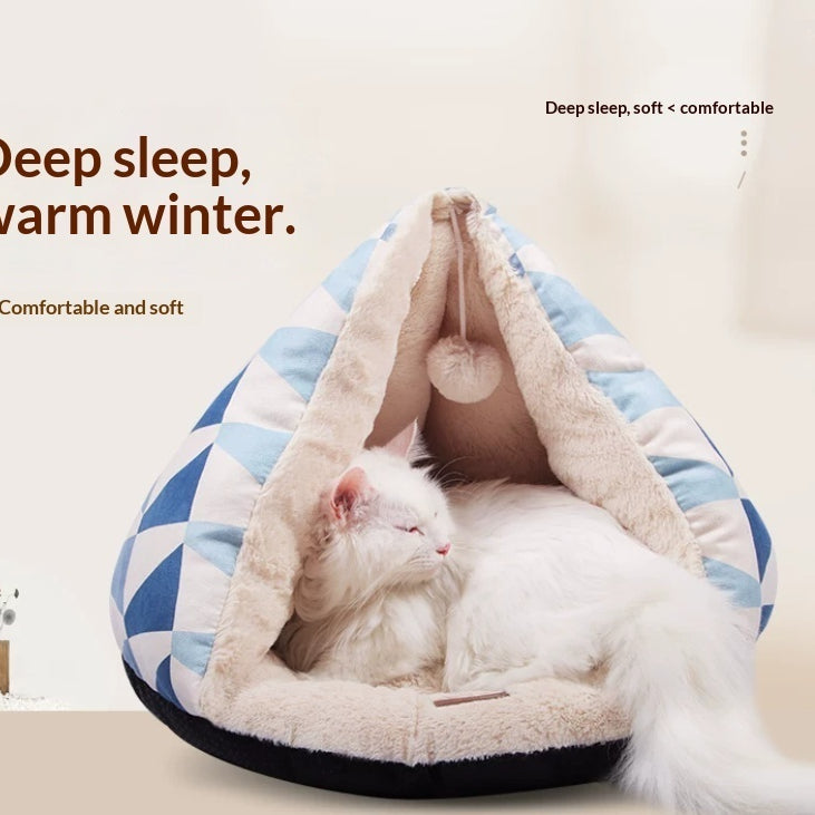 2-in-1 Cat Cave Bed — Cozy Hideaway Converts to Open Nest