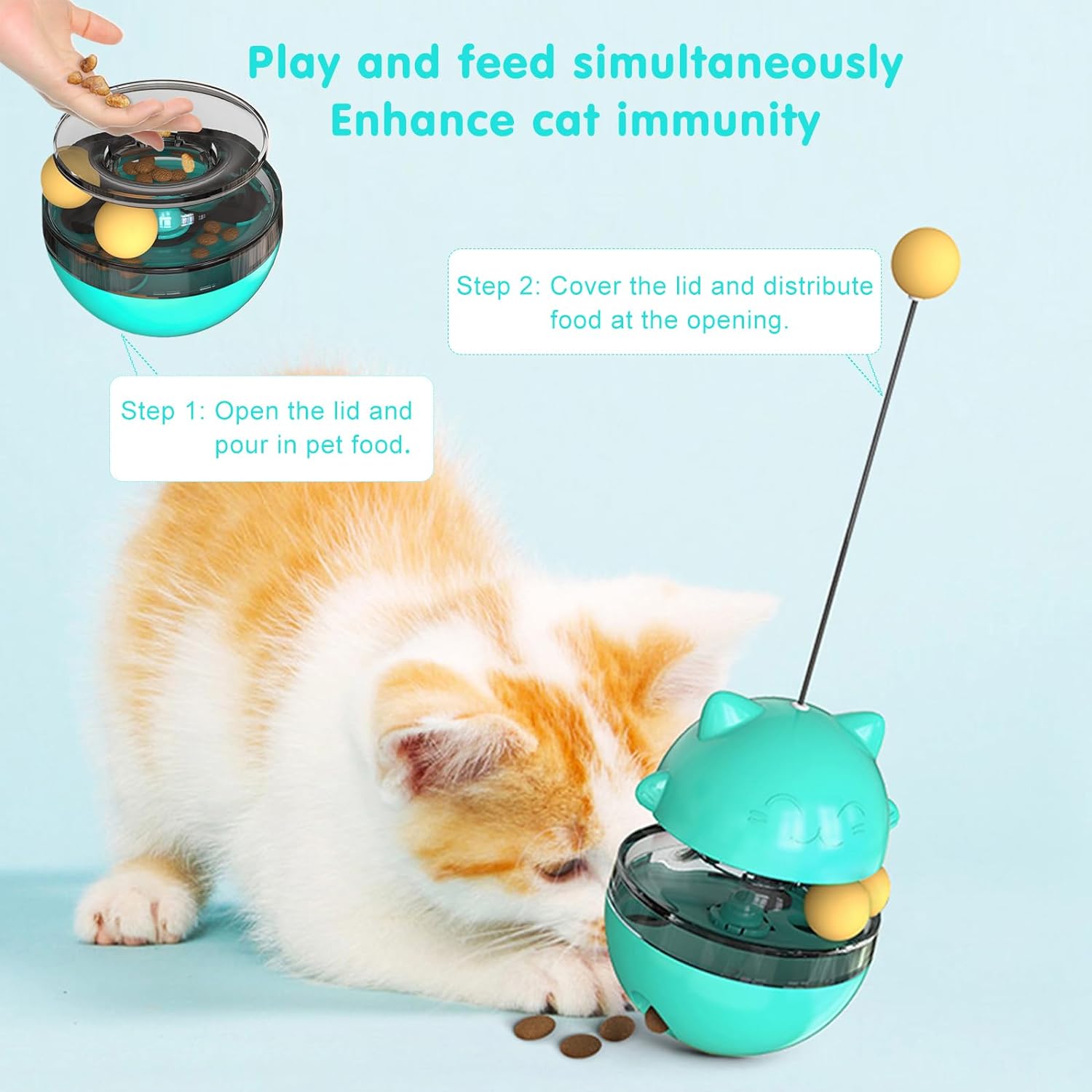 Interactive Cat Treat Dispenser Toy - Tumbler Feeder for IQ Training