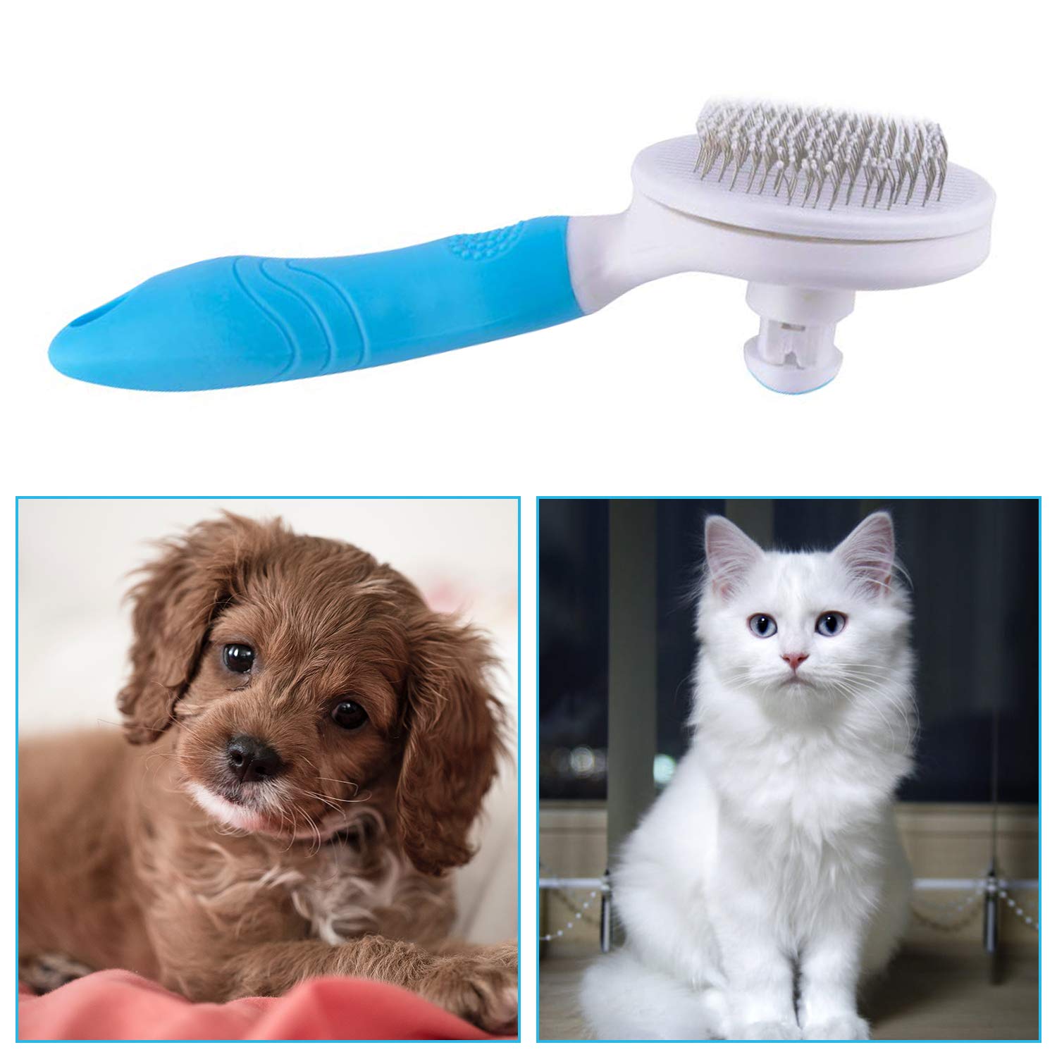 Self-Cleaning Slicker Brush for Dogs & Cats - Deshedding Tool