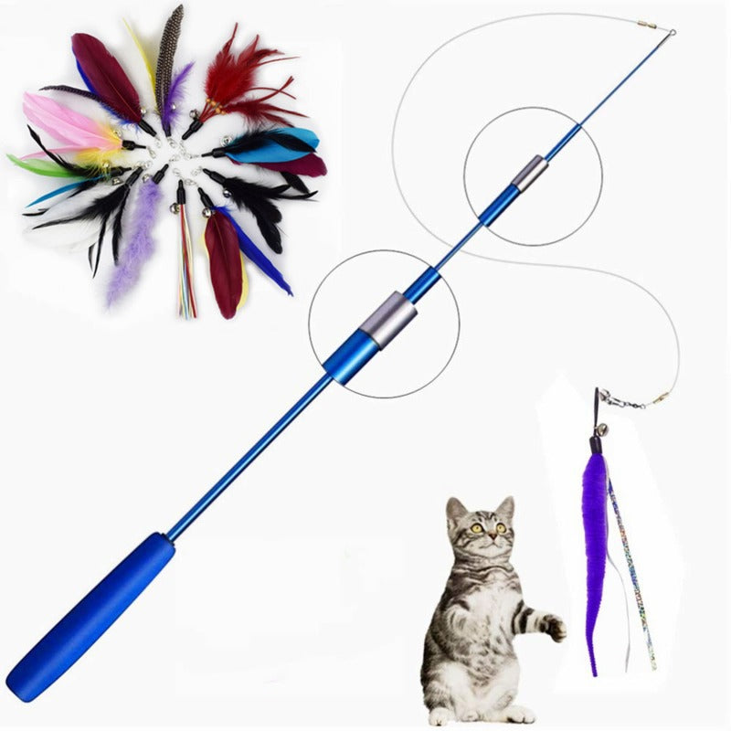 Retractable Cat Teaser Wand with Feather — Carbon Fiber Toy